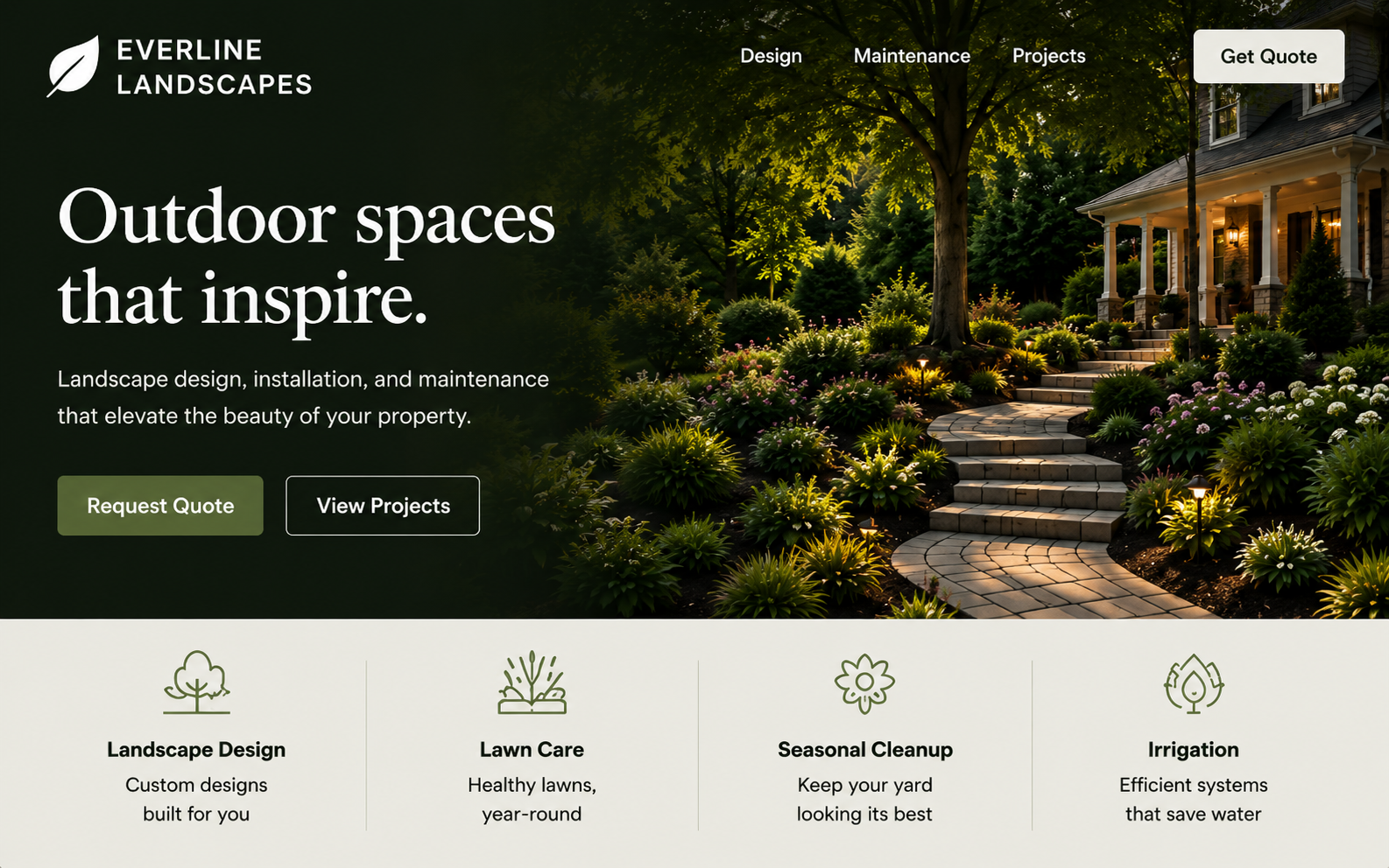 Landscaping demo website screenshot