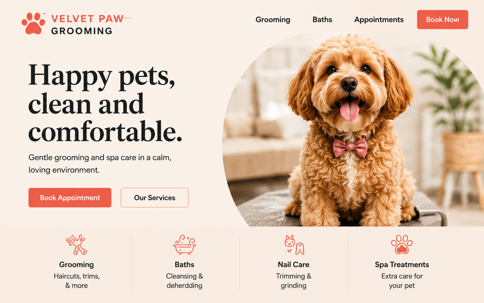 Pet grooming demo website screenshot